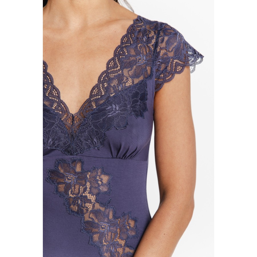 Camisón largo micromodal elastano detalle escote
